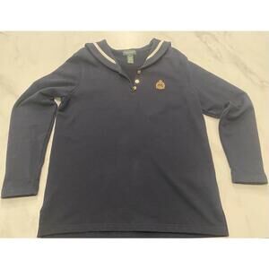 Lauren Jeans Co Ralph Lauren Women’s M Preppy Sailor Collar Crest Top VTG